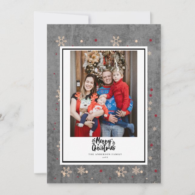 Cartes Pour Fêtes Annuelles Tableau noir Cadre botanique Joyeux Noël (Devant)