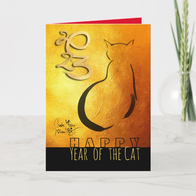 Cartes Pour Fêtes Annuelles Tableau original Chat Nouvel An vietnamien 2023 VG (Devant)