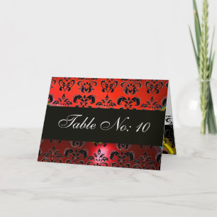 CARTES POUR FÊTES ANNUELLES TABLEAU ROUGE BLACK WHITE DAMASK EN RUBY SIÈGE