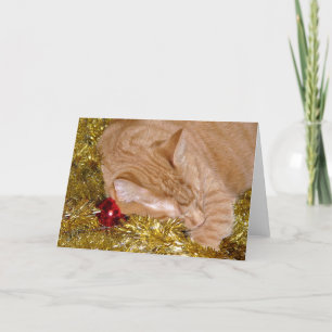 Cartes Pour Fêtes Annuelles Tablette orange chat Noël sieste
