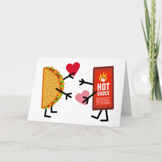 Cartes Pour Fêtes Annuelles Taco et sauce chaude - coeurs mignons de (Devant)