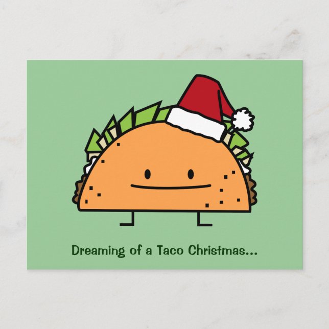 Cartes Pour Fêtes Annuelles Taco portant le Santa Hat Noël carapace de viande  (Devant)