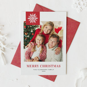 Cartes Pour Fêtes Annuelles Tag Joyeux Noël Photo Red Snowflakes