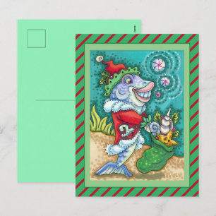 CARTES POUR FÊTES ANNUELLES TAILLES DE POISSON SANTA CLAUS, STARFISH, SAC D'ES