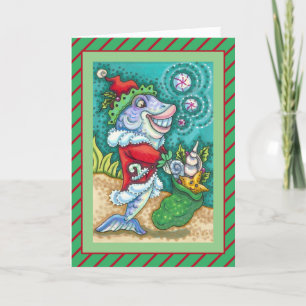CARTES POUR FÊTES ANNUELLES TAILLES DE POISSON SANTA CLAUS, STARFISH, SAC D'ES