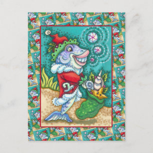 CARTES POUR FÊTES ANNUELLES TAILLES DE POISSON SANTA CLAUS, STARFISH, SAC D'ES