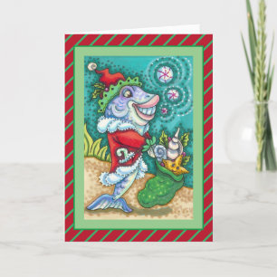 CARTES POUR FÊTES ANNUELLES TAILLES DE POISSON SANTA CLAUS, STARFISH, SAC D'ES