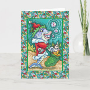 CARTES POUR FÊTES ANNUELLES TAILLES DE POISSON SANTA CLAUS, STARFISH, SAC D'ES