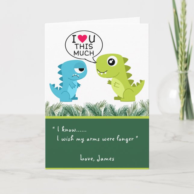 Cartes Pour Fêtes Annuelles T'AIME BEAUCOUP| Funny T-Rex Saint Valentin (Devant)