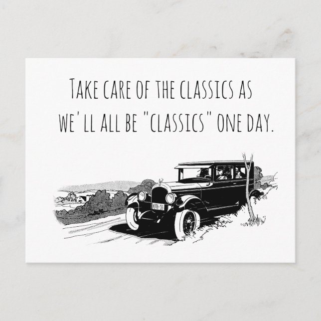 Cartes Pour Fêtes Annuelles Take Care of Classic Cars (Devant)