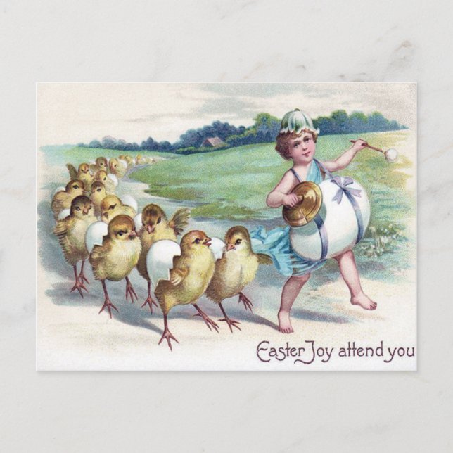 Cartes Pour Fêtes Annuelles Tambour d'oeuf de poussette de Pâques victorienne (Devant)