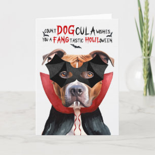 Cartes Pour Fêtes Annuelles Tan Pitbull Chien drôle Nombre de DOGcula Hallowee