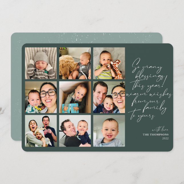 Cartes Pour Fêtes Annuelles Tant de Bénédictions Année d'examen Photo Collage  (Devant / Derrière)