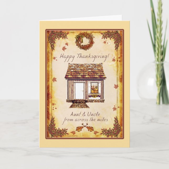Cartes Pour Fêtes Annuelles Tante et oncle Thanksgiving Across que les milles (Devant)