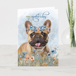 Cartes Pour Fêtes Annuelles Tantou Bulldog français Fleurs sauvages Fête des m