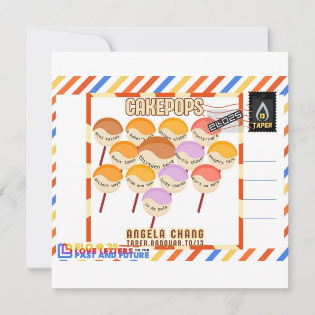 Cartes Pour Fêtes Annuelles Taper:CakePops Bonjour de ELO2025 (Devant)