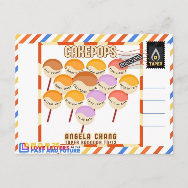 Cartes Pour Fêtes Annuelles Taper : CakePops Bonjour De ELO2025 (Devant)