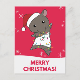 Cartes Pour Fêtes Annuelles Tapir Noël Tapirs Animaux d'hiver Fête de fin d'an