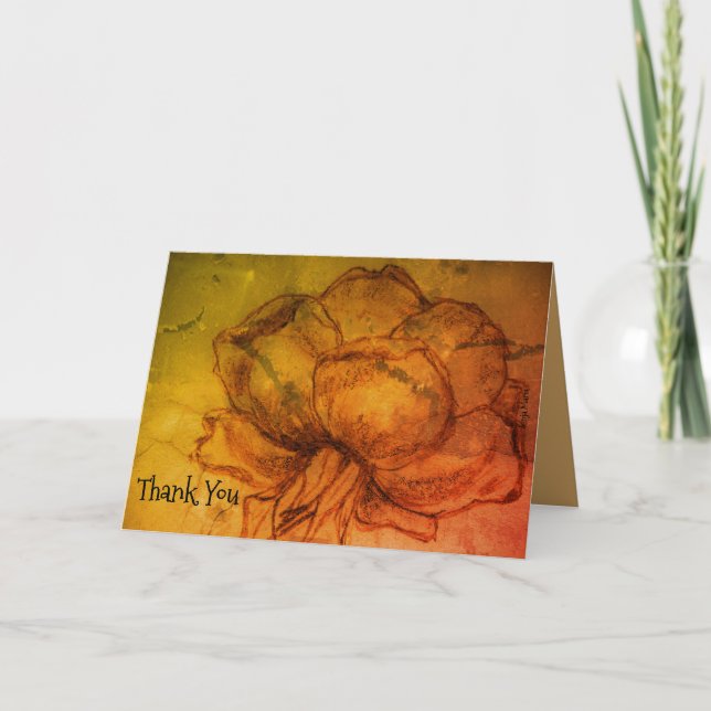 Cartes Pour Fêtes Annuelles *'T'arici Rose' design, Thank You (Devant)
