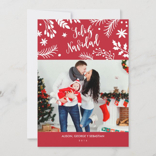 Cartes Pour Fêtes Annuelles Tarjeta de Navidad con Foto (Devant)