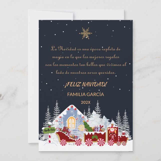 Cartes Pour Fêtes Annuelles Tarjeta de Navidad Nombre Editable Polar Express (Devant)