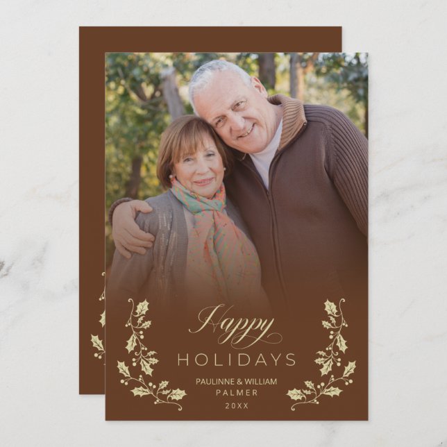 Cartes Pour Fêtes Annuelles Tarjeta Festiva Brown Whimsical Script Quote Photo (Devant / Derrière)