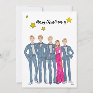 Cartes Pour Fêtes Annuelles Tarjeta festiva plana Christmas card familia 