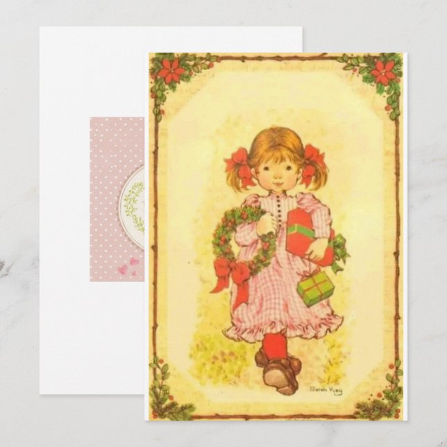 Cartes Pour Fêtes Annuelles Tarjeta festiva plana navideña Sarah Kay (Devant / Derrière)