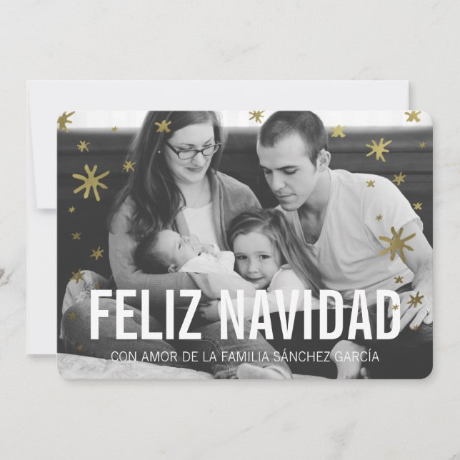 Cartes Pour Fêtes Annuelles Tarjetas Navideñas de Foto | Nieve de Oro (Devant)