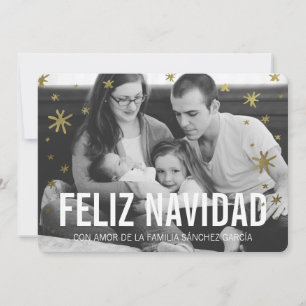 Cartes Pour Fêtes Annuelles Tarjetas Navideñas de Foto   Nieve de Oro
