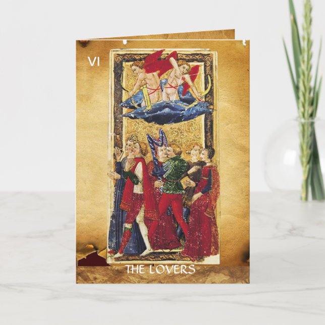 CARTES POUR FÊTES ANNUELLES TAROTS DE RENAISSANCE ANTIQUE VI /LES AMOUREUX (Devant)