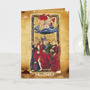 CARTES POUR FÊTES ANNUELLES TAROTS DE RENAISSANCE ANTIQUE VI /LES AMOUREUX