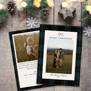 Cartes Pour Fêtes Annuelles Tartan à carreaux traditionnel de Noël Deux Photo
