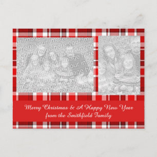 Cartes Pour Fêtes Annuelles Tartan blanc rouge
