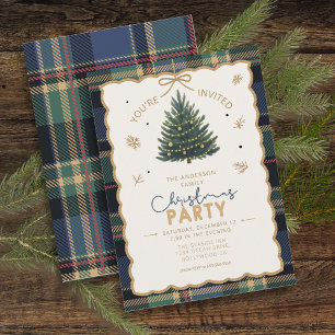 Cartes Pour Fêtes Annuelles Tartan Border Christmas Party Blue ID1141B