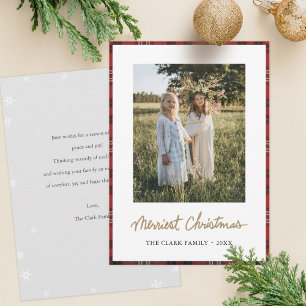 Cartes Pour Fêtes Annuelles Tartan Bordure Flammes de neige plus joli Noël