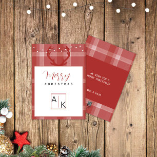 Cartes Pour Fêtes Annuelles Tartan de Bourgogne de famille Monogramme