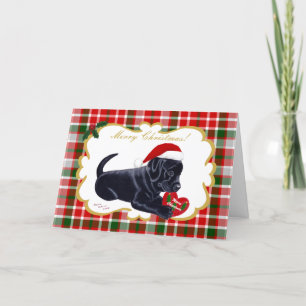 Cartes Pour Fêtes Annuelles Tartan de Noël de Black Labrador Retriever