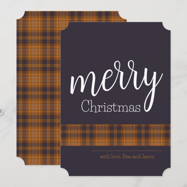 Cartes Pour Fêtes Annuelles Tartan de style scandinave (Devant / Derrière)
