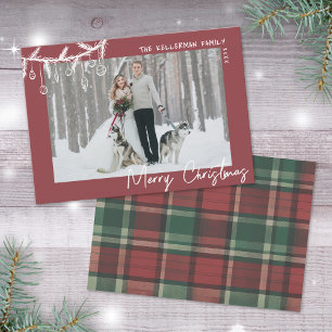 Cartes Pour Fêtes Annuelles Tartan Dessiné à la Main Joyeux Noël