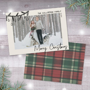Cartes Pour Fêtes Annuelles Tartan Dessiné à la Main Joyeux Noël Fantaisiste