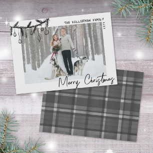 Cartes Pour Fêtes Annuelles Tartan Dessiné à la Main Joyeux Noël Fantaisiste