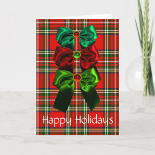 CARTES POUR FÊTES ANNUELLES TARTAN ÉCOSSAIS AVEC BOÎTES DE NOËL VERT ROUGE