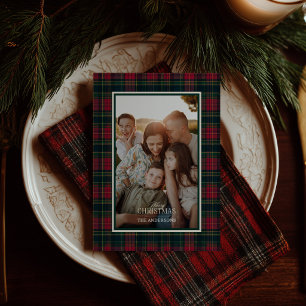 Cartes Pour Fêtes Annuelles Tartan personnalisé avec photo et nom de famille p
