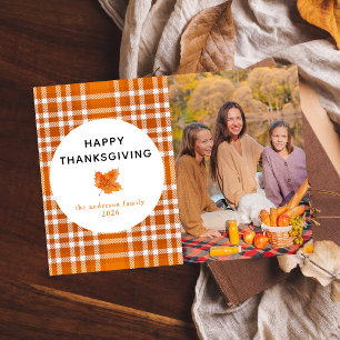 Cartes Pour Fêtes Annuelles Tartan Plaid   Bon thanksgiving photo d'automne