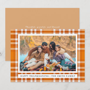 Cartes Pour Fêtes Annuelles Tartan Plaid Bon thanksgiving photo d'automne
