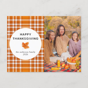 Cartes Pour Fêtes Annuelles Tartan Plaid   Bon thanksgiving photo d'automne