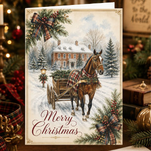 Cartes Pour Fêtes Annuelles Tartan Plaid Cheval Noël Country
