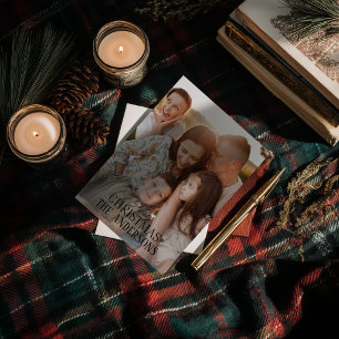 Cartes Pour Fêtes Annuelles Tartan Plaid Personnalisé Photo de Famille Personn