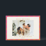 Cartes Pour Fêtes Annuelles Tartan Plaid Retro Buffalo Motif rose et orange<br><div class="desc">Carte de vacances Retro Buffalo Plaid Tartan Motif rose et orange</div>